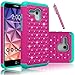 Fierce XL Case, OneTouch Flint Case, EC Hybrid [Dual Layer] [Drop Protection] Studded Rhinestone Crystal Bling Protective Case Cover For Alcatel OneTouch Fierce XL/Pixi Glory 4G LTE(Rose+Teal)