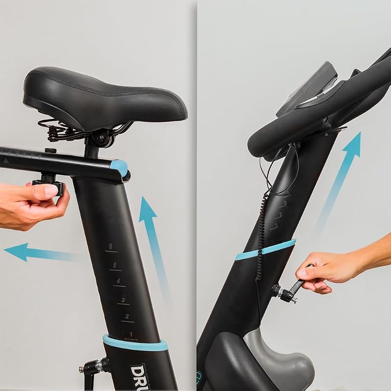Bicicleta Estática Indoor con Resistencia Magnética y Volante de Inercia 24Kg DrumFit Indoor 24000 Magnetic Connected. APP, 8 Niveles de Resistencia, Pantalla, Sillín y Manillar Ajustables