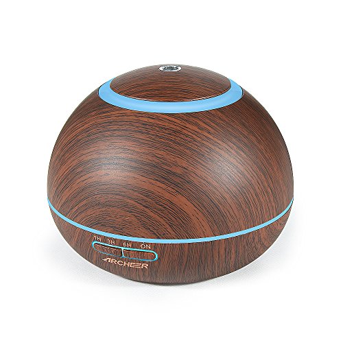 Aroma Diffuser, ARCHEER 300ML Wood Ultrasonic Oil Diffuser Cool Mist Whisper-Quiet Humidifier with Color LED Lights Changing & 4 Timer Settings, Waterless Auto Shut-Off for Spa Baby