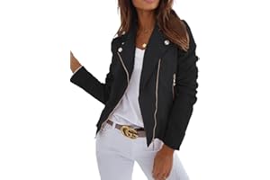 DEPENSL Women's Faux Leather Jackets Suede Spring Trendy Outfits 2025 Fall Zip Up Cropped Moto Jakcet Outerwear