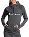 Champion Women's Fleece Pullover Hoodie, Granite Heather Script, S