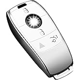 Tukellen for Mercedes Benz Key fob Cover,Special Soft TPU Key Case Protector Compatible with 2017-2021 E-Class 2018-2021 S-Class 2019-2021 A-Class C-Class G-Class-Silver White