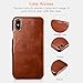 iPhone X Leather Case,Icarercase Genuine Vintage Leather Side Open Case in Slim Thin Design, Flip Folio Style Cover with Magnetic Closure for Apple iPhone 10 5.8 Inch - Brown