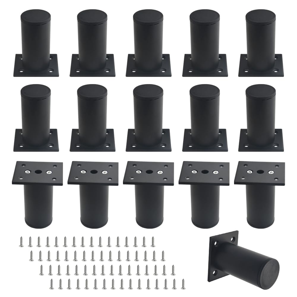 WMYCONGCONG 16 PCS Metal Furniture Legs Adjustable Cabinet Legs 3 inch/80mm Aluminum Alloy Cabinet Desk Sofa Legs Furniture Replacement Legs Corner Risers Heavy Duty Table Chair Leg Extenders