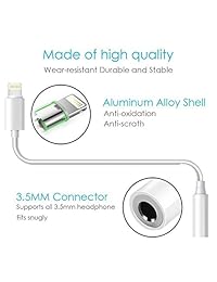 Lighting to 3.5 mm Headphone Adapter Earbuds Earphone Adapter 2 Pack, Compatible with X XS Max XR 7 8 8Plus iOS 10 11 12 Plug and Play Marine GPS Chartplotters