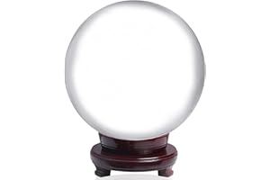 LONGWIN 200mm(8 inch) Huge Clear Divination Crystal Ball Meditation Glass Sphere Free Wooden Stand Home Decoration Ornaments