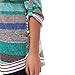 Womens Striped 3/4 Sleeve Top Blouse Casual Crew Neck Tunic Tops Shirt, Cyan Color Striped, X-Large