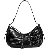 HOKMAH Shoulder Purse for Women, Leather Women's Handbag Y2k Aesthetic Coquette Shoulder Bag Hobo Punk Trendy Ladies Purse