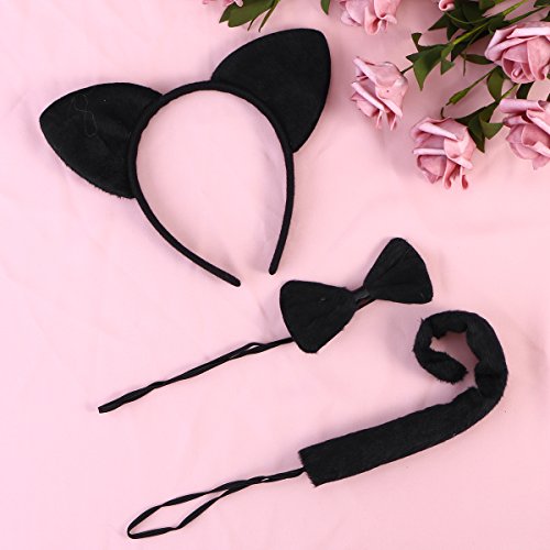 LUOEM Cat Cosplay Set - Kitty Cat Costume Accessory Cat Ears Headbands Hair Band for Party,3 Pack (Black) - Thumbnail 6