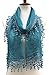 Women's lightweight Feminine lace teardrop fringe Lace Scarf Vintage Scarf Mesh Crochet Tassel Cotton Scarf for Women,One Size,Aquamarine