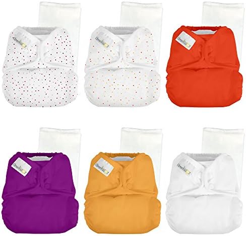 Elemental Joy Reusable One-Size Baby Cloth Diapers - 6 Pack with inserts - Fits Babies 8 to 35+ Pounds (Razzle Dazzle)