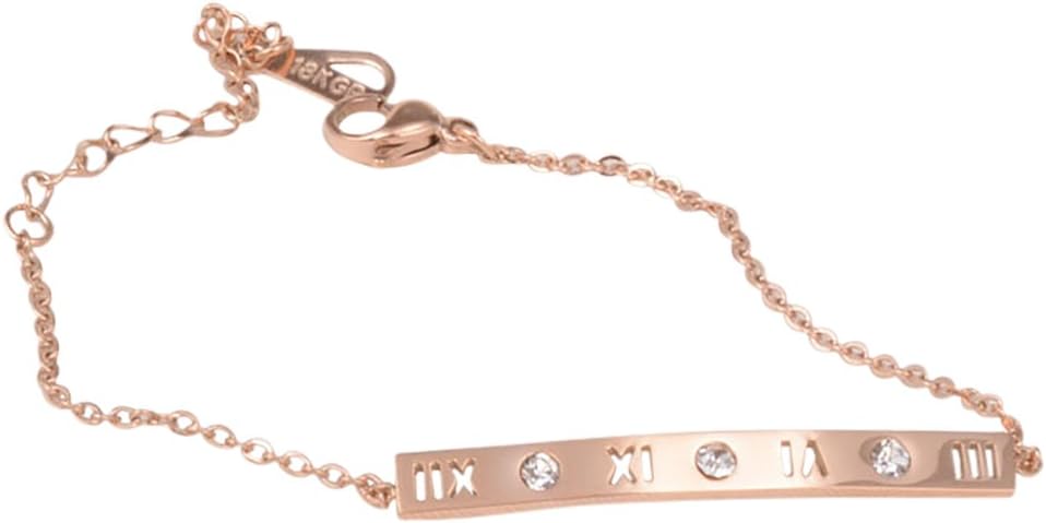 Women's With Roman Numerals and Rose Gold Crystal Bracelet Fashion Jewelry Bracelet At930