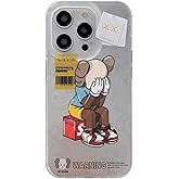 CYTCreation Cool Anime Black for Boys Case for iPhone 15 Phone Case with Trendy Robot Cartoon Design, Street Artworkn IMD Laser Shockproof Silicone Protective Cell Back Cover