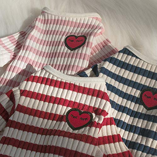 DENTRUN Hairless Cats Shirt Cat Wear Clothes Stripe Vest Best Hairless Cat's Adorable Clothes Cat's Pajamas Jumpsuit for All Season, Soft & Skin-Friendly