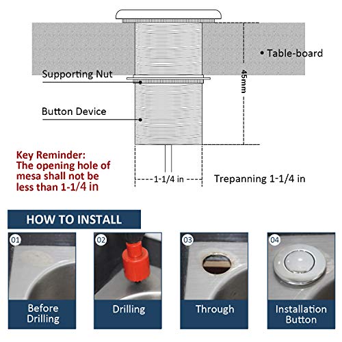 Garbage Disposal Air Switch Kit Dual Outlet Sink Top Waste Disposal Long Stainless Steel Brush Nickel On/Off Air Button Food and Waste Disposals Part by Etoolcity