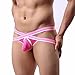 FEESHOW Men's Jock Strap Bikini Birefs X Cross Bulge Pouch Underwear Hot Pink