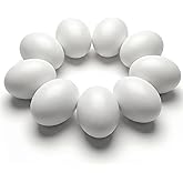 SallyFashion Wooden Fake Eggs, 9 PCS White Easter Eggs | Artificial Eggs for Nesting Box, Crafts, DIY Project, Decorating, Paintable, Pretend Kitchen Accessories