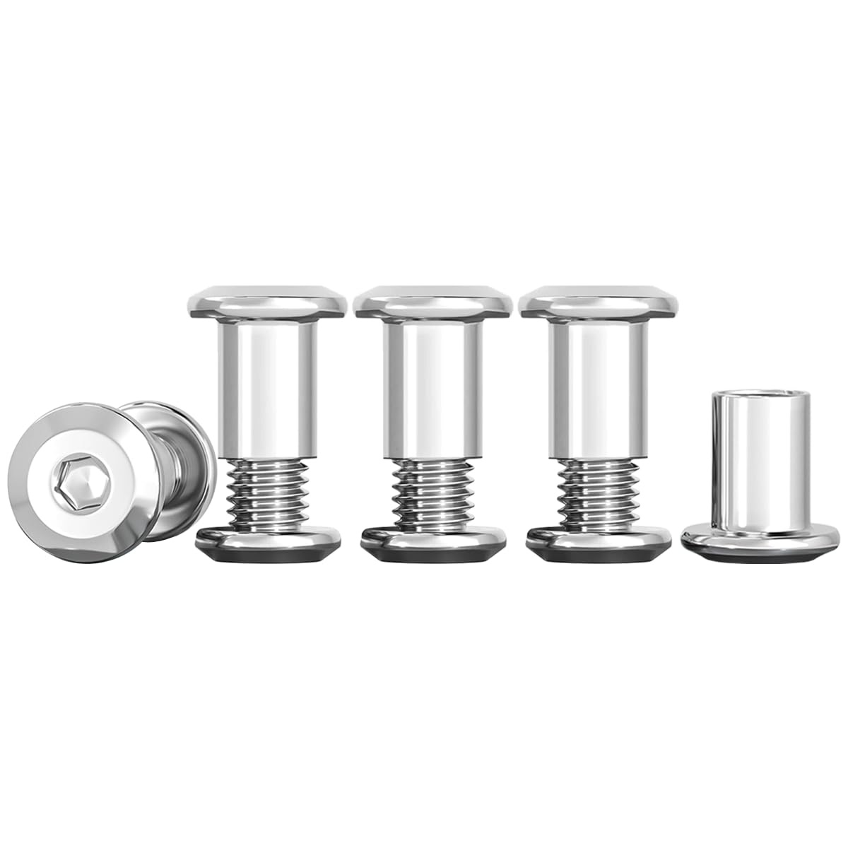 Drenky M4 X 12mm Connection Screws M4 Belt Buckle Binding Bolts 304 Stainless Steel Screw Post Rustproof Furniture Bolts Sleeve Nuts for Bed, Door, Table, Chair, Worktop, Cabinet, 10 Sets
