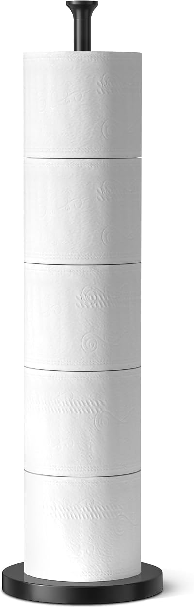 niffgaff Free-Standing Toilet Roll Holder Black Stainless Steel Modern