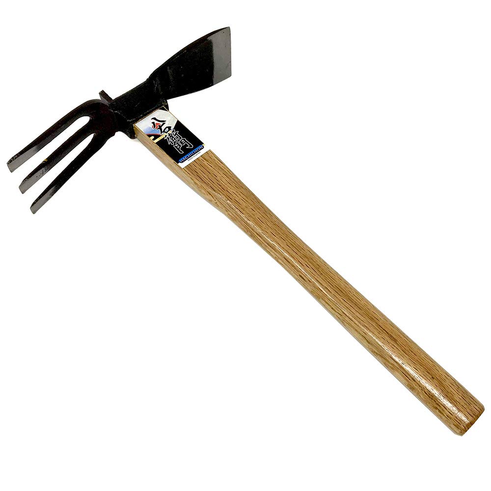 HACHIEMON Japanese Craftsmanship Garden Hand Tool Hoe and Cultivator Hand Tiller - Sturdy and Sharp