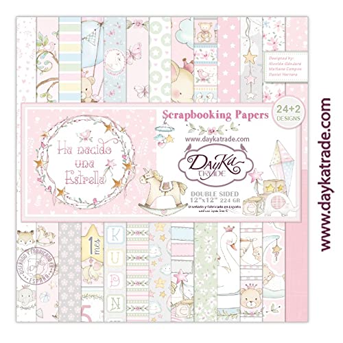 Dayka Trade ScrapbookingHa Born A Star, Girl, 24+2 Paper Designs 12x12 Inches