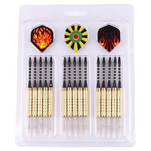 MAXMAU 15 Steel Tip Darts 18 Grams with Aluminium Dart Shafts + O-Rings + Extra 3 Dart Flights