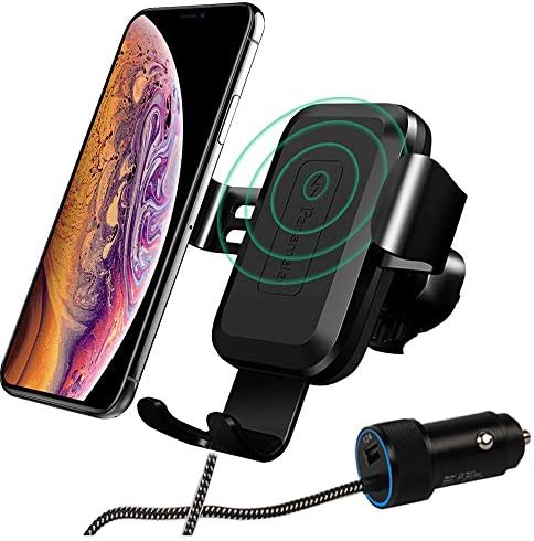 Panamalar Wireless QC3.0 Car Charger Mount Air Vent Phone Holder, True 7.5W Compatible with iPhone Xs/XS Max/XR/X/8/8 Plus, 10W for Samsung S9+ /S8+ /Note 8 and other QI Enabled Devices