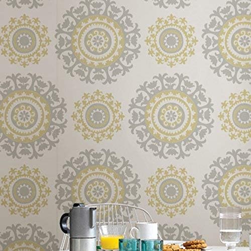 NuWallpaper Grey and Yellow Suzani Peel and Stick Wallpaper, 15.2 x 457.2 cm - Image 5