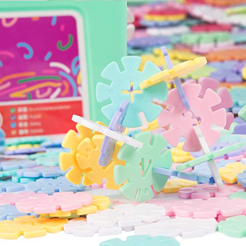 HAPPYMATY Macaron Digital Snowflakes Building Blocks Interlocking Plastic Disc Set Children's Educational Toys 1000PCS