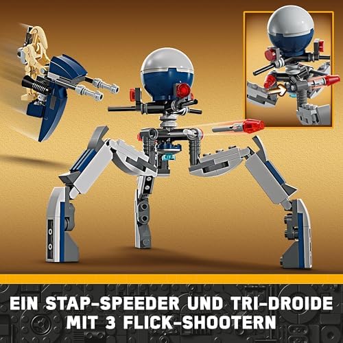 Star Wars 75372 Clone Trooper & Battle Droid Battle Pack, inkl. 4 Minifiguren, 5 Droiden und Speeder Bike mit Shooter - Bauspielzeug für Jungen und Mädchen ab 7 Jahren