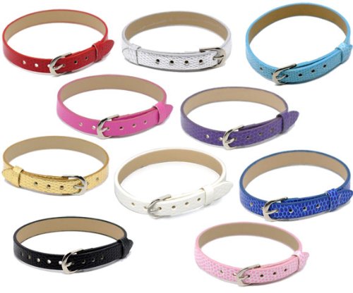 PEPPERLONELY Brand 20PC Mixed Faux Leather Slider Charms Watch Band Bracelet
