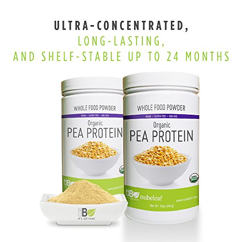 image for Nubeleaf 80% Pea Protein Powder - Non-GMO, Gluten-Free, Raw, Organic, 
