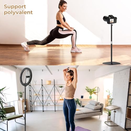 POLESTO Metal Projector Stand, Height Adjustable from 50 to 125 cm with 360° Angle Rotation, Space-saving, Supports up to 5 kg, Compatible with Projector, Cameras and More