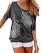 Relipop Women's Fashion Off Shoulder Tops Short Sleeve Blouse Casual T-Shirt (Medium, Gray)