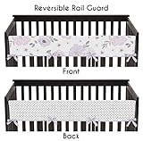 Sweet Jojo Designs Lavender Purple, Pink, Grey and White Polka Dot Long Front Crib Rail Guard Baby Teething Cover Protector Wrap for Watercolor Floral Collection - Rose Flower Polka Dot