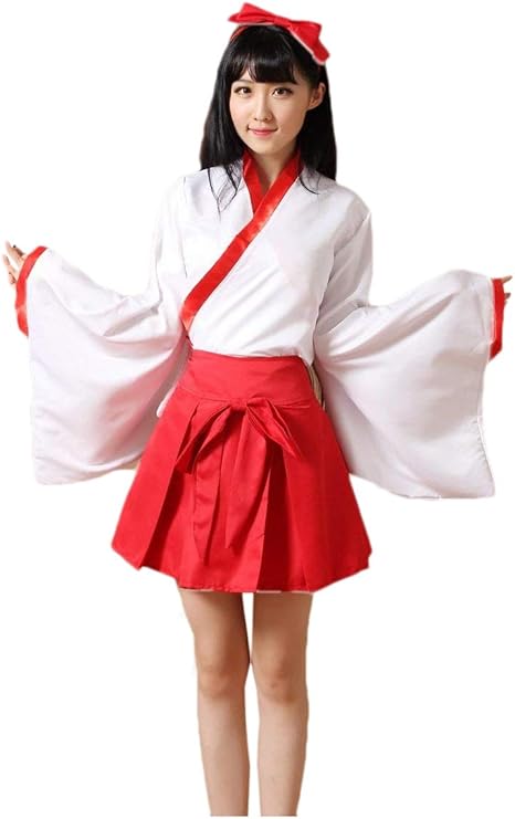 Amazon 巫女 コスチューム コスプレ ミニスカタイプ コスプレ衣装 着物 ゆかた かわいい カチューシャ付 イベント パーティー Cos1117 Free コスプレ 仮装 通販