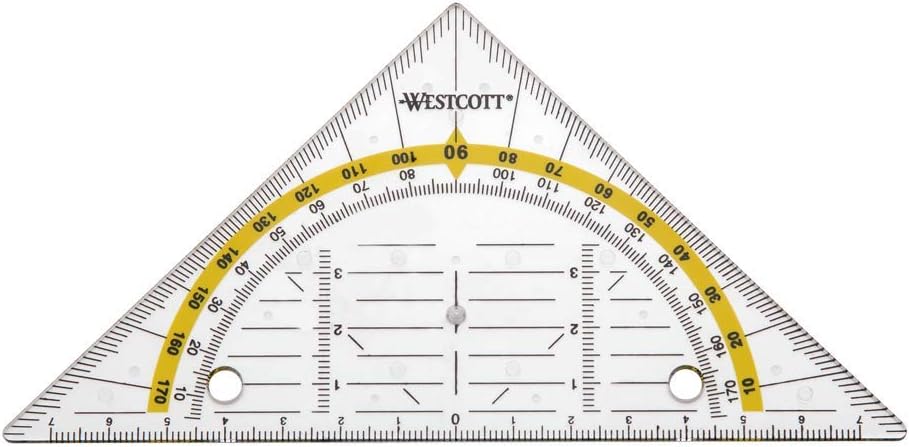 Westcott E-10139 00 Geodreieck, mit Lochung, transparent, 14 cm