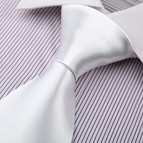 DAA3E01O Pure White Solid Woven Microfiber Tie Elegant Ties Leadership For Groom By Dan Smith