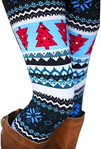 Lucao Womens Winter Snowflake Elk Printed Milk Silk Stretchy Leggings Pants L12-4XL
