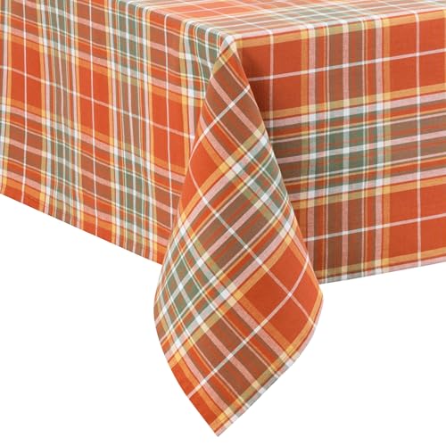 Elrene Home Fashions Hawley Plaid Fall/Harvest/Thanksgiving Cotton Rectangle Tablecloth, 60x102