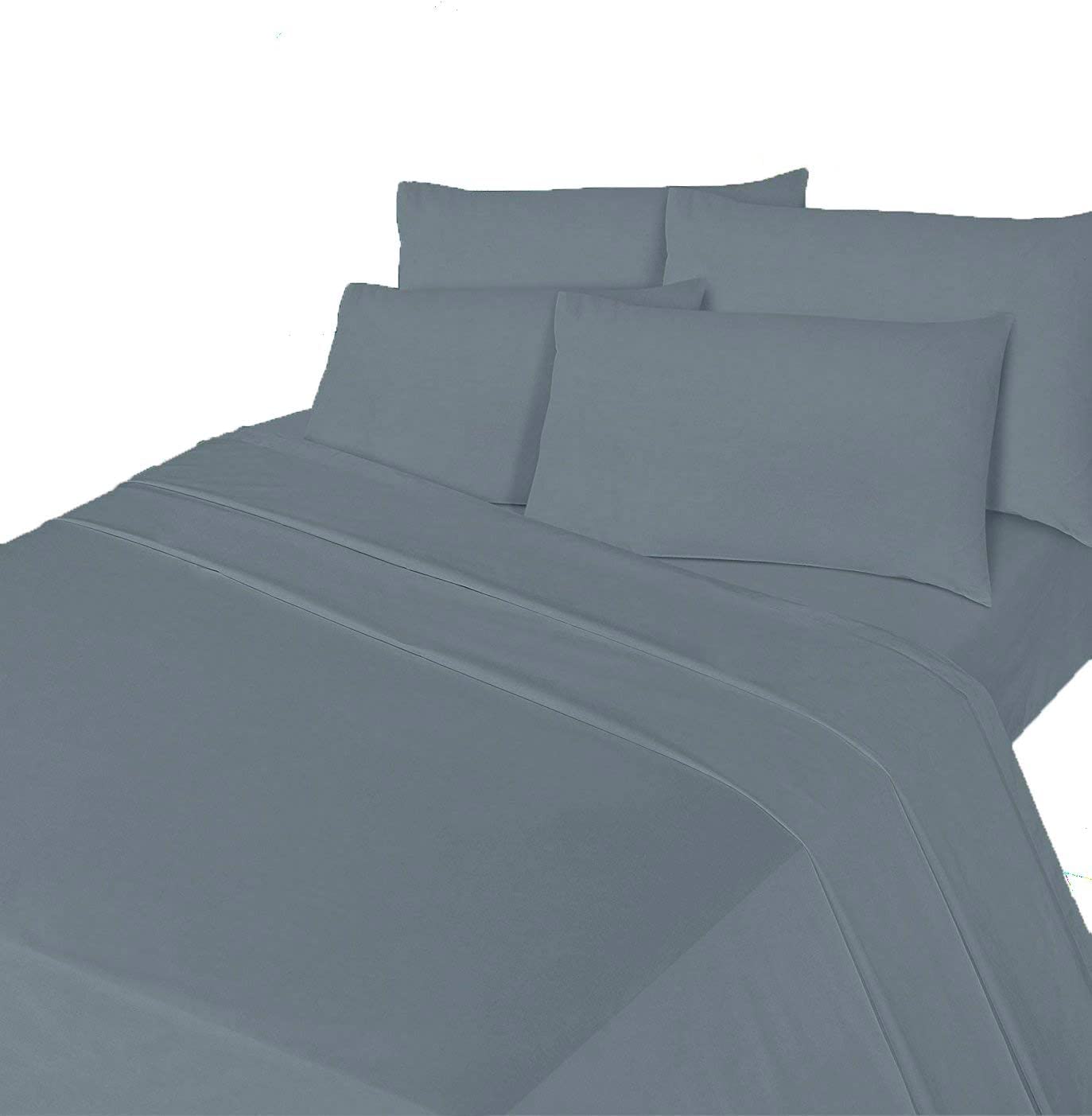 Luxurious Flannelette Bed Sheet Set 100% Brushed Cotton Includes Fitted Sheet, Flat Sheet and 1 x Matching Pillowcase Bed Sheet Set Grey Single
