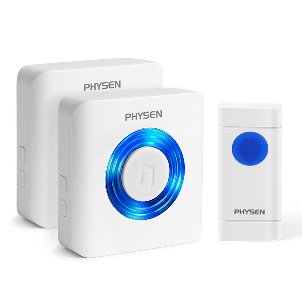 Wireless Doorbell PHYSEN BW Waterproof Plug in Door Bell Kit with 2