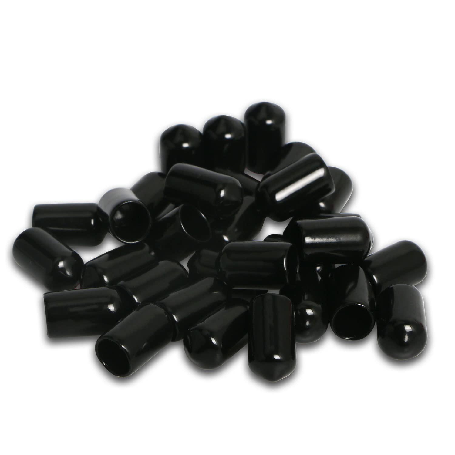 Ohamtes 50PCS ID6mm(1/4") Black PVC Rubber End Caps, Vinyl Flexible End Caps, Round Pipe End Caps, Bolt Thread Protector Safety Caps