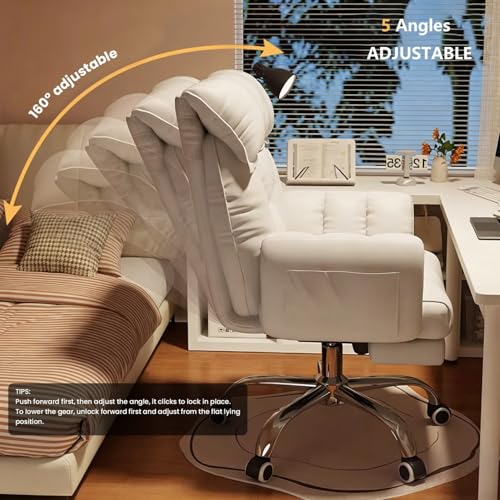 Office Chair with Footrest Comfy Computer Desk Chair Adjustable Tilt Home Office Desk Chairs High Back Recliner Video Gaming Chair Height Adjustable for Home Bedroom Study Office (Grey)