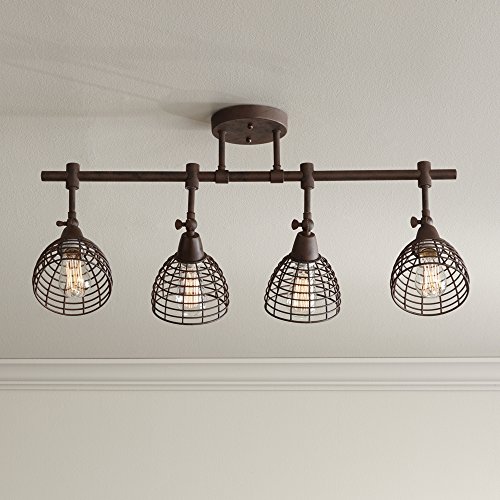 Pro Track 30"W Metal Grid Bronze 4-Light Track Fixture