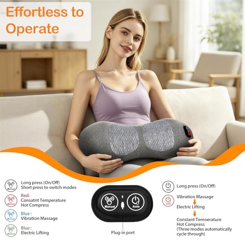 Smooth Spine Triple Fusion Back Massager with Heat - Sciatica Pain Relief & Spine Decompression Device, Deep Tissue Massager for Lower Back Pain, Office Chair and Home Use for Chronic Sufferers