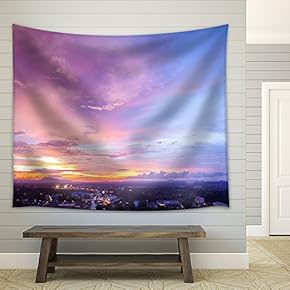 Beautiful Cityscape Sunset at Trang Thailand - Fabric Wall Tapestry Home Decor - 51x60 inches