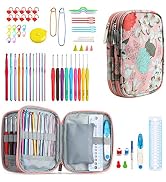 Katech 85 Pcs Crochet Hooks Kit Knitting Accessories With Crochet Case, Small Sizes Crochet Hooks For Knitting Lace Yarn, Colorful Ergonomic Crochet Needles Set For Making Sweater, Bag And Hat (Green