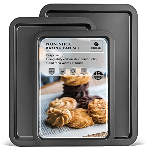 HONGBAKE Large Baking Sheet Set, Cookie Sheet Pan, Nonstick Oven