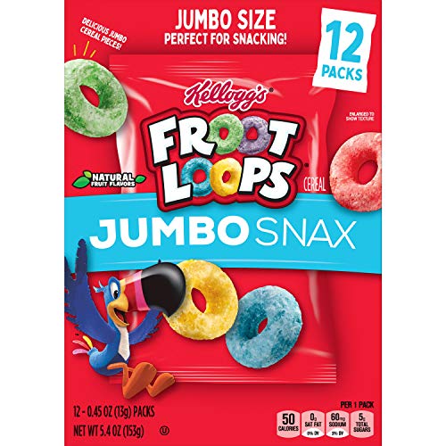 Kellogg’s Froot Loops Jumbo Snax Cereal Snacks, Kids Snacks, Fruit